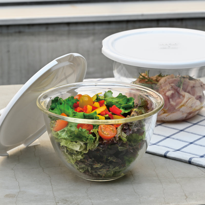 Bộ hai bowl thủy tinh có nắp HARIO thật